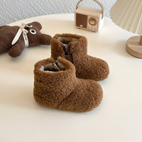 Style coréen décontracté hiver filles chaud semelle souple sans lacet fourrure bottes courtes avec doublure polaire confortable laine d'agneau bottes de neige