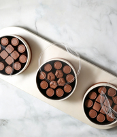 Boîtes de luxe vides en cuir PU pour l'Aïd, avec 3 compartiments ronds pour chocolats et dattes, plateaux cadeaux pour aliments, biscuits, desserts, avec couvercle transparent