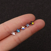Luckyyw — boucles d'oreilles Zircon à cinq points, étoiles d'été, Triple CZ, Piercing, Cartilage, Helix, Tragus, conque, oreilles, bijoux