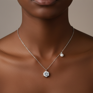 Collana con Pendente in <span class=keywords><strong>Argento</strong></span> Sterling 925 con Moissanite Colorata da 1 Carato Taglio Rotondo, Gioielli Classici con Diamanti e Perle Multicolore all'Ingrosso dalla Cina - Product Image 6