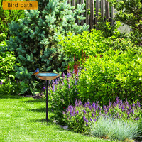 JH-Mech Metall Vogel Bad Garten Pfahl Vogel Feeder Schüssel mit Metall pfahl Vogel Bad Stand