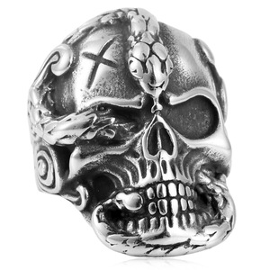 <b>Skull</b> <b>Ring</b> Men's Titanium Steel Red Eye Punk Style Fashion Jewelry Gift Geometric Design 213040 - Product Image 5