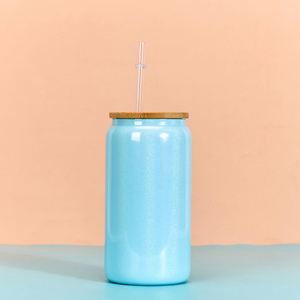 Vaso de Vidrio de Doble Pared con Aislamiento al Vacío de 16 Onzas, Sublimable, Reutilizable, Portátil, Moderno, Tipo Mason Jar, Colorido - Product Image 4
