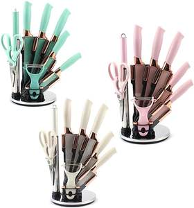 Wholesale New Design Professional 9pcs Stainless Steel Kitchen Cooking <b>Knives</b> Chef <b>Block</b> <b>Knife</b> Sets with Acrylic Stand - Product Image 3