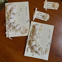 Set Buku Sumpah Pernikahan Buatan Tangan Kustom, 2 Buah, Perlengkapan Kerajinan DIY, Pita Mutiara, Kertas Bertepi Dekel, Kartu Sumpah Pengantin Pria dan Wanita, Kartu Sumpah Pengantin Baru