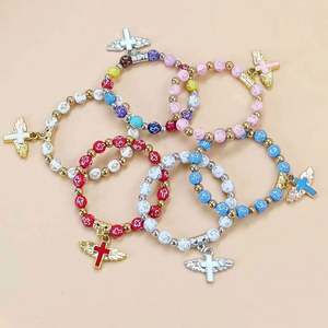 Pulsera con Cuentas y Cruz de Alas de Ángel para Hombre y Mujer - Joyería de Moda para Uso Diario y Regalos Promocionales - Product Image 2