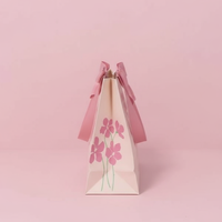 Sac en papier classique recyclable avec motif floral artistique, en matériaux recyclés, poignée en corde de coton, pour huiles essentielles et produits de beauté