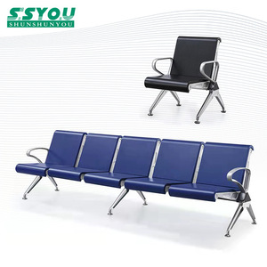 Sillas de espera Ssyou de 5 plazas, azules, con reposabrazos, para aeropuerto, estación, hospital - Product Image 1