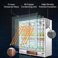 Vitrine réfrigérée verticale commerciale durable avec porte vitrée pour magasin de boissons gazeuses, avec contrôle de la température