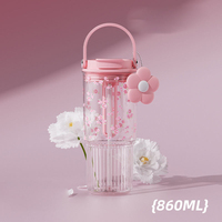 Botol Minum Plastik Ramah Lingkungan Kapasitas Besar untuk Olahraga Luar Ruangan, Hiking, Camping, dengan Sedotan, Cocok untuk Musim Panas