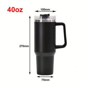 Mug de voyage personnalisé 40 oz, vierge pour sublimation, en acier inoxydable, isotherme sous vide, couleur mate, avec poignée, couvercle et paille - Product Image 2