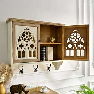 INNOVA Panneau décoratif mural artisanal en bois sculpté, style ferme, avec crochets de rangement pour salon - Product Image 6