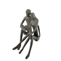 Sculpture abstraite en fonte, couple d'amoureux lisant un livre, figurine en métal, décoration de table, ornement romantique, cadeau d'anniversaire