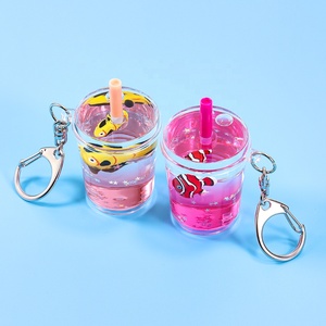 Nước hồ cá rượu chất lỏng nổi Keychain bột sắn flotage BOBA bong bóng trà sữa Keyring Aqua <span class=keywords><strong>Key</strong></span> chủ Aquarium Móc chìa khóa - Product Image 3