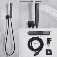 Système de douche mural noir mat à 2 fonctions, ensemble de douche pluie et cascade pour projets hôteliers, vente en gros OEM