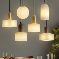 Luminaire suspendu en pierre naturelle d'albâtre, style moderne minimaliste, lustre de luxe pour îlot de cuisine, salle à manger