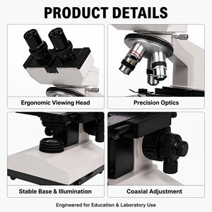 Microscopio Biologico Binoculare 40X-1600X con Obiettivi Acromatici e Illuminazione Alogena per Uso in Laboratorio, Medicina e Scuola - Product Image 4