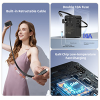 Adaptador de Viaje Universal Wontravel con 3 Tomas de CA, 100W GaN, Carga Rápida, con Cable para Viajar