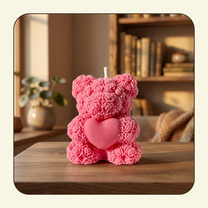 Bougie parfumée en cire de soja en forme d'ours en peluche rose, bougie d'aromathérapie artisanale, bougie décorative pour mariage, cadeau d'anniversaire - Product Image 2