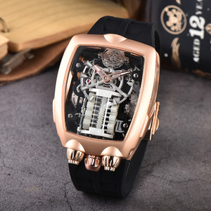 Jam Tangan Pria Mewah dengan Casing Skeleton dari Baja Tahan Karat dan Tali Silikon, Mesin Otomatis Jepang, Dekorasi Mesin Jam - Product Image 1