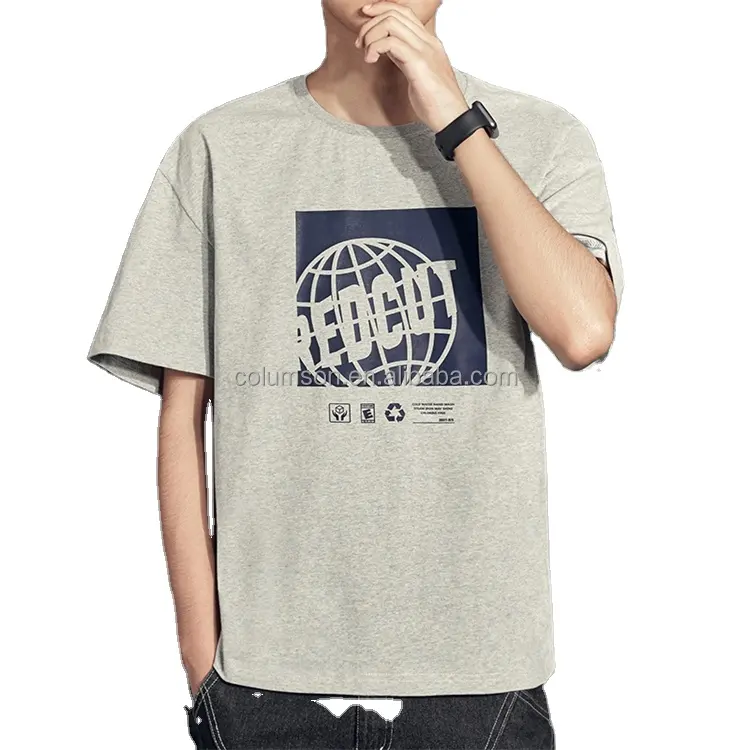 T-shirt da uomo moda all'ingrosso 100% cotone a buon mercato da uomo Street Wear t-shirt girocollo stampata per uomo