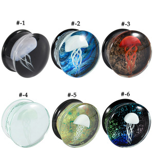 Jellyfish Glass Unisex Auricle <span class=keywords><strong>Double</strong></span> Flared Ear Plug Expander 8mm Gauge OUSLY Body Piercing - Product Image 1