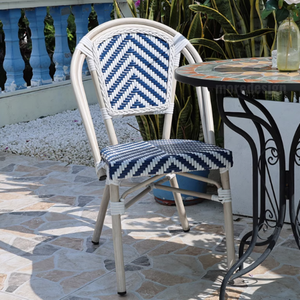 <span class=keywords><strong>Chaise</strong></span> d'extérieur empilable en <span class=keywords><strong>rotin</strong></span> PE imperméable, style français, pour patio, villa, jardin, café, restaurant en plein air - Product Image 3