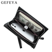 Dompet Multi-slot Bisnis Versi Korea untuk Pria, Dompet Lipat Tiga, Tas Genggam Panjang, Lapisan Poliester Tahan Air, Tempat Ponsel