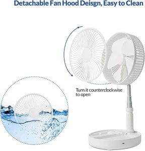 Ventilateur Télescopique Pliable 7200mAh, Recharge USB, Portable, Silencieux, De Bureau, Pour Voyage Extérieur, 3 Vitesses - Product Image 4