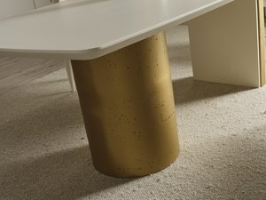 Juego de <span class=keywords><strong>mesa</strong></span> de comedor y comedor Rectangular de lujo de alta gama con pintura dorada y blanca de alto brillo y aparador - Product Image 5