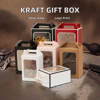 Boîte d'emballage cadeau jetable en papier kraft mat personnalisable de 0,2 mm d'épaisseur avec fenêtre transparente et impression quadricolore, ruban inclus