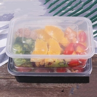 Conteneur alimentaire rectangulaire en plastique PP de 1000ml, boîte à emporter facile à ouvrir boîte à déjeuner jetable de Restaurant
