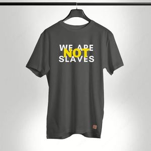 T-shirt Unisexe en Coton Oversize avec Impression Texte Audacieuse 'Nous ne sommes pas des <span class=keywords><strong>esclaves</strong></span>', Motif Graphique Motivant, Mode, Vente en Gros OEM - Product Image 1