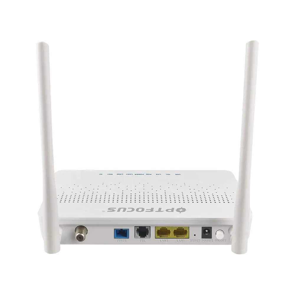Optfocus FTTH yüksek hızlı 1GE + 1FE Ethernet portu Wifi VOIP WDM CATV XPON ev kullanımı geniş bant Modem
