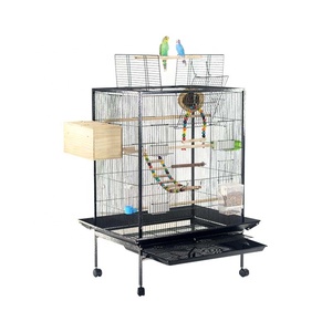 Grande <span class=keywords><strong>cage</strong></span> à oiseaux en métal noir thermolaqué, robuste et portable, pour l'élevage de perroquets, <span class=keywords><strong>cage</strong></span> à oiseaux en métal robuste pour petits animaux - Product Image 3