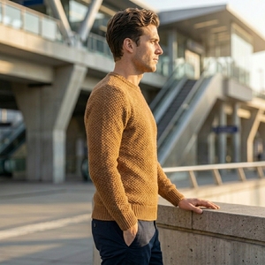 Pull-over pour homme de grande qualité LS Sustainable YARN 50% coton BCI 50% acrylique 5GG de marque - Product Image 3