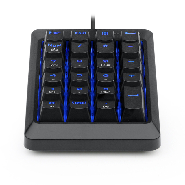 New Hot Selling Gaming Slim One-hand Mechanical Numeric USB Wired Keypad Spill Resistant Ambidextrous Design Ice Blue Backlit