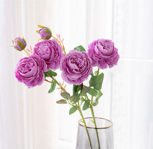 Rose pivoine occidentale à 3 têtes, fleur artificielle, décoration de mariage, style INS, mur végétal, bouquet de fleurs artificielles - Product Image 6