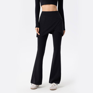 Nuovi Arrivi: Leggings da Donna 2 <span class=keywords><strong>in</strong></span> 1 con Gonna Elegante e Pantaloni a Zampa, <span class=keywords><strong>in</strong></span> Nylon Spandex, Vestibilità Slim, Alta Elasticità, Effetto Seconda Pelle, per Allenamento - Product Image 4