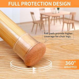 Protections de pieds de chaise en silicone avec base en feutre, embouts de protection pour pieds de chaise, protections pour pieds de chaise pour sols durs - Product Image 2