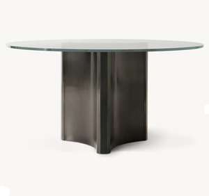 Mesa de Comedor Dalton, Diseño de Lujo, Base de Acero Inoxidable Niquelado, Cubierta de Vidrio Templado, <span class=keywords><strong>para</strong></span> Uso en Hogar, Hotel o Villa - Product Image 3
