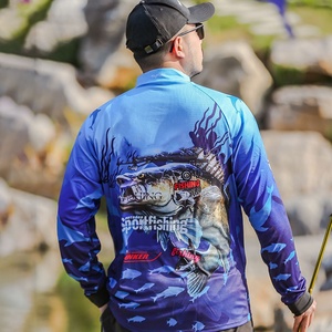 Camisas de protección solar para hombre UPF 50 + 1/4 Zip Up manga larga Rash Guard pesca secado rápido - Product Image 4