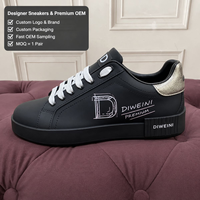 Nouvelles baskets de luxe en cuir noir pour hommes et femmes – Chaussures plates décontractées de haute qualité pour la marche