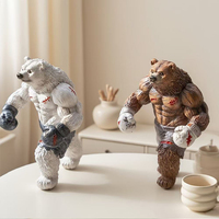Statue d'ours de boxe en résine faite à la main, artisanat créatif, sculpture animale sportive pour cadeaux d'anniversaire et de commémoration