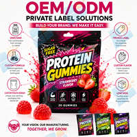Gummies protéinés à la fraise avec isolat de protéines de pois sans sucre, 20 unités, supplément nutritionnel sportif à croquer, usine OEM