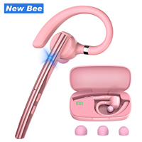 Auriculares Inalámbricos al por Mayor, Color Rosa Abeja, Auriculares Monoaurales para Teléfono Celular, V5.1, Mini Auricular, Micrófono Dual, Cancelación de Ruido