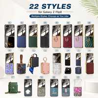 Étuis en cuir PU tendance pour Galaxy Z Flip8, 22 styles avec support anneau et motifs imprimés