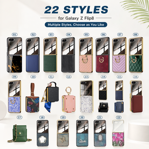 Étuis en cuir PU tendance pour Galaxy Z Flip8, 22 styles avec support anneau et motifs imprimés - Product Image 1