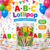 Sucettes dures en forme de lettres de l'alphabet ABC, saveur fruitée, Halal, BRC, ISO, bonbons, OEM, étiquette privée, logo personnalisé, emballage en pot, bonbons éducatifs pour enfants