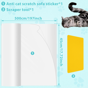 Pita transparan PET pelindung perabotan <span class=keywords><strong>Anti</strong></span>-<span class=keywords><strong>Cat</strong></span>, 45x500cm pita transparan untuk pelatihan kucing tas Sofa penyegelan - Product Image 2